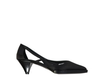 Prada Black Silk Mid Heel Pumps