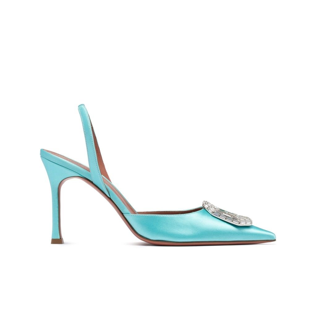 10219026.jpeg Amina Muaddi Bicolor Silk High Heel Pumps - Image 1