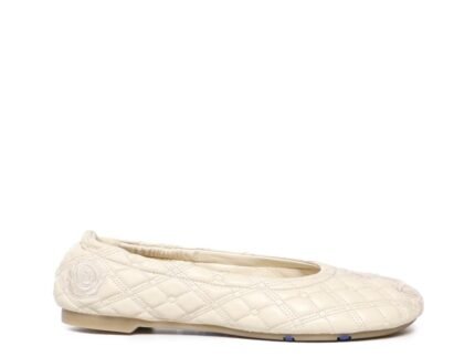 Burberry White Lamb Leather Ballet Flats