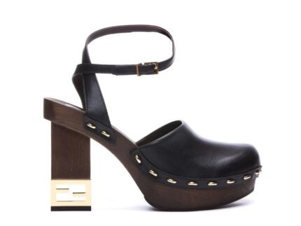 Fendi Black Calfskin Clogs