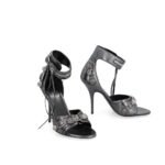 Balenciaga Gray Calfskin Stiletto Heel Sandals - Image 2