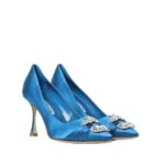 Manolo Blahnik Blue Silk High Heel Pumps - Image 2