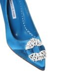 Manolo Blahnik Blue Silk High Heel Pumps - Image 4