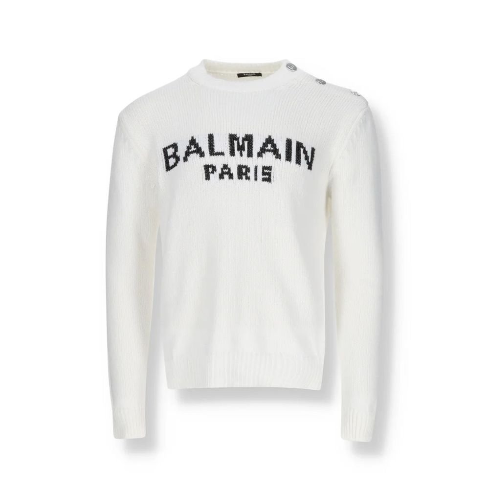 10241685.jpeg Balmain White Cotton Sweatshirt - Image 1