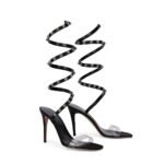 Valentino Garavani Black Lamb Leather Stiletto Heel Sandals - Image 2