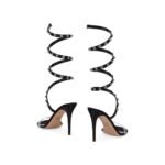 Valentino Garavani Black Lamb Leather Stiletto Heel Sandals - Image 3