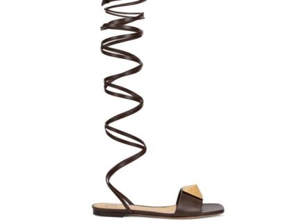 Valentino Garavani Brown Leather Strap-On Sandals