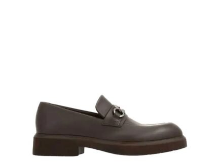 Salvatore Ferragamo Brown Calfskin Slip-On Loafers