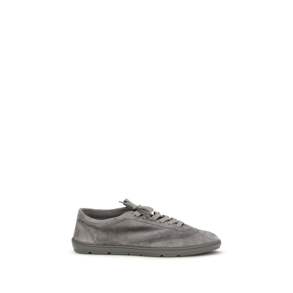 10314662.jpeg Brunello Cucinelli Gray Calf Leather Bos Taurus Low Top Sneakers - Image 1