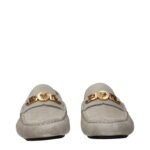 Versace Gray Leather Slip-On Loafers - Image 3