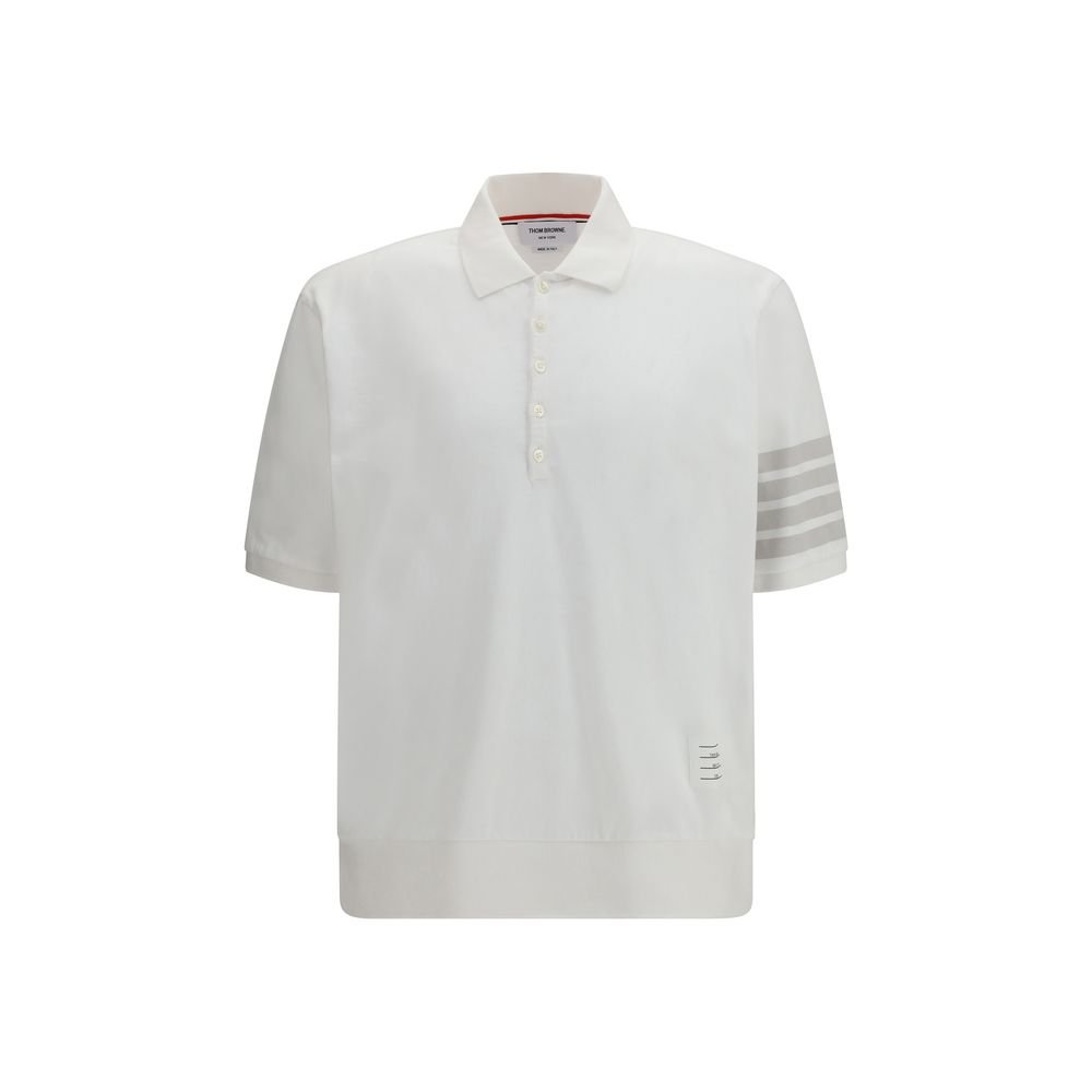 10356035.jpeg Thom Browne White Cotton Polo Shirt - Image 1