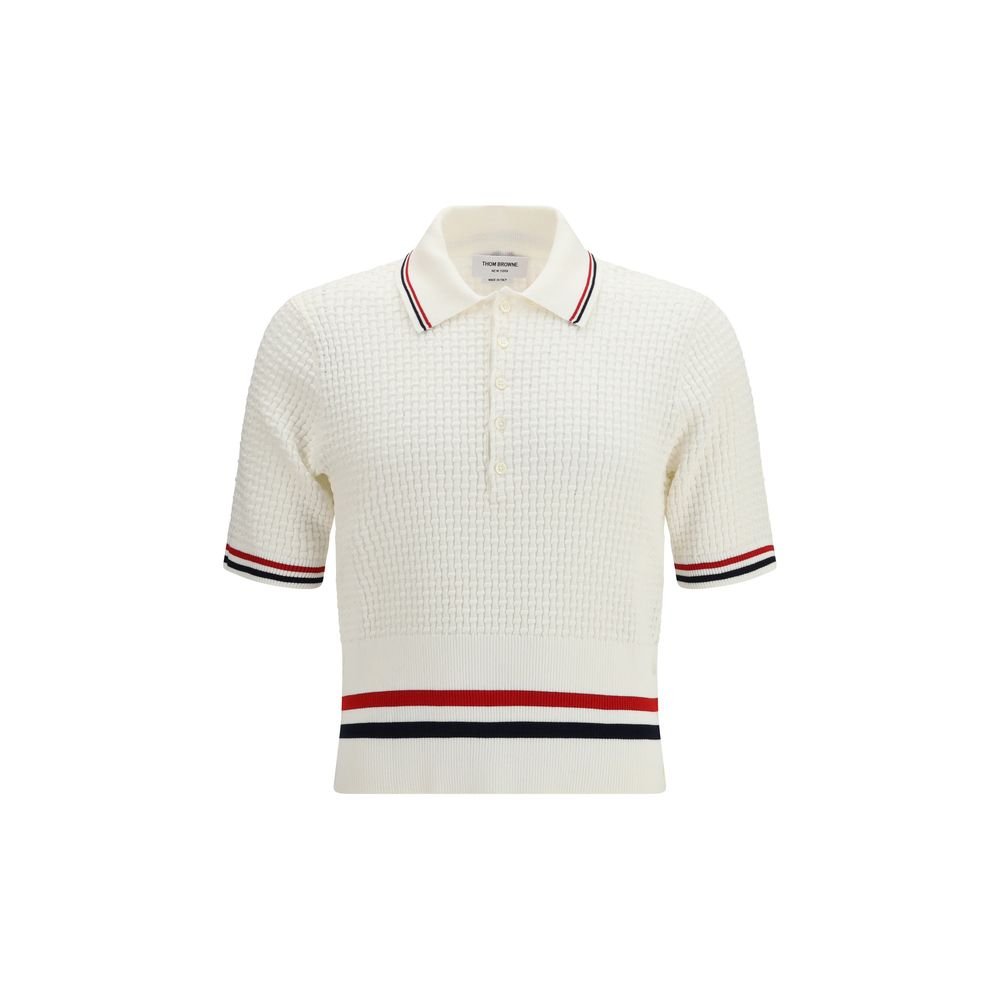 10397139.jpeg Thom Browne White Cotton Polo Shirt - Image 1