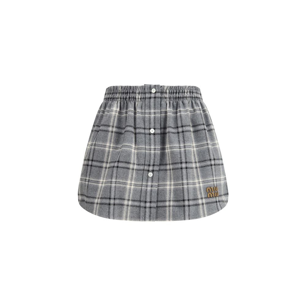 10411860.jpeg Miu Miu Gray Cotton Mini Skirt - Image 1