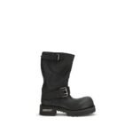 Balenciaga Black Calf Leather Bos Taurus Lace-Up Boots
