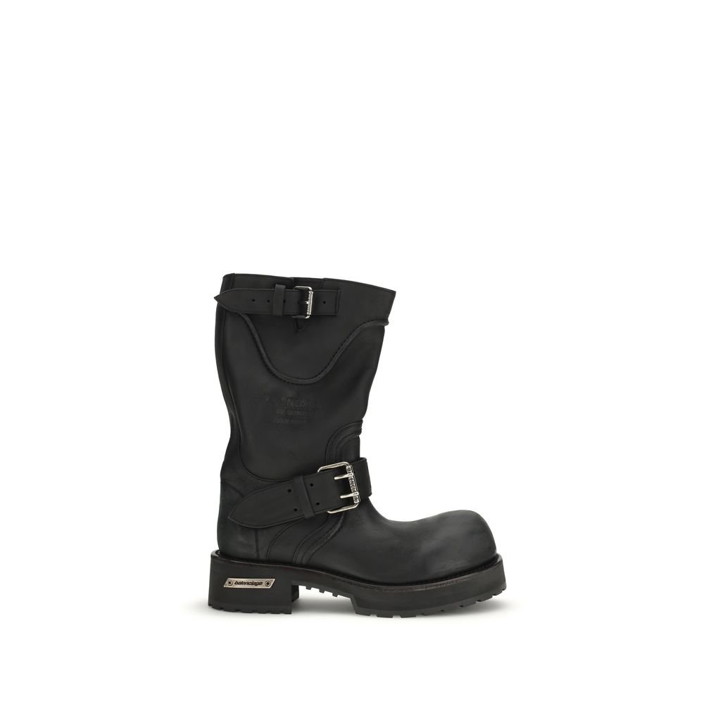 10413283.jpeg Balenciaga Black Calf Leather Bos Taurus Lace-Up Boots - Image 1