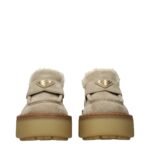Prada Beige Leather Platform Loafers - Image 3