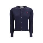 Ami Paris Blue Merino Wool Cardigan