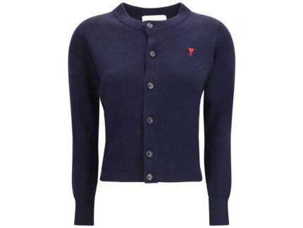 Ami Paris Blue Merino Wool Cardigan