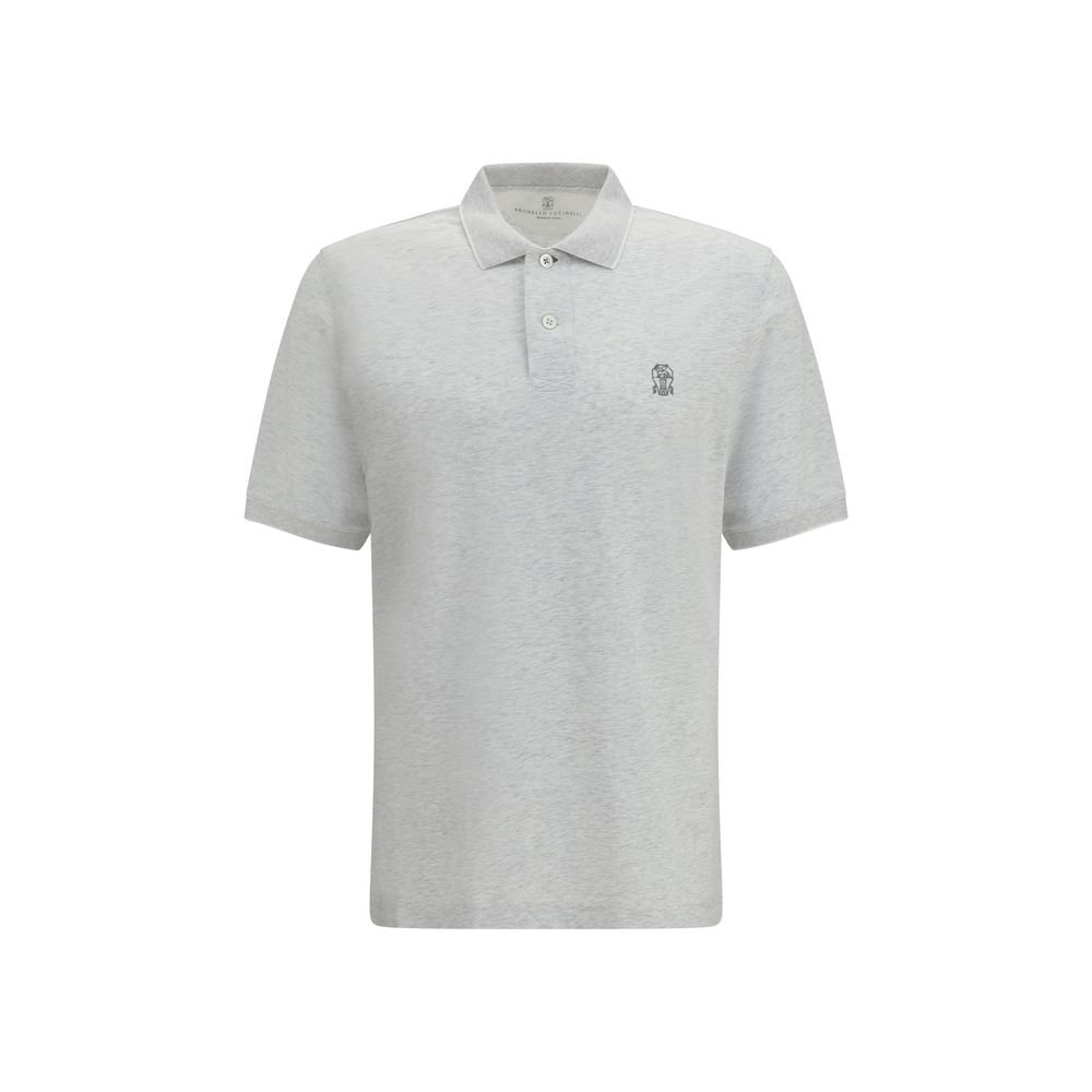 10469506.jpeg Brunello Cucinelli Gray Cotton Polo Shirt - Image 1