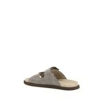 Brunello Cucinelli Gray Calf Leather Bos Taurus Flat Sandals - Image 3