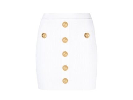 Balmain White Polyester Mini Skirt