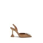 Amina Muaddi Brown Calf Leather Bos Taurus High Heel Pumps
