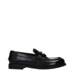 Miu Miu Black Leather Slip-On Loafers