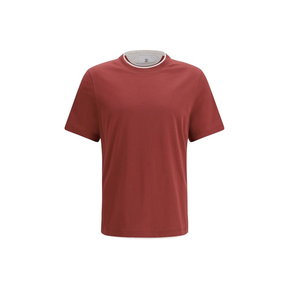 10497672.jpeg Brunello Cucinelli Bordeaux Cotton T-Shirt - Image 1