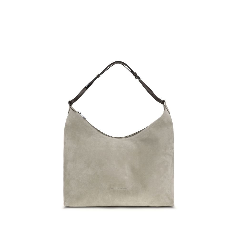 10497700.jpeg Brunello Cucinelli Gray Calf Leather Bos Taurus Shoulder Bag - Image 1