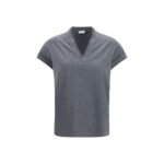 Tricou Brunello Cucinelli Gri din Bumbac