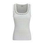 Brunello Cucinelli White Cotton Sleeveles T-Shirt