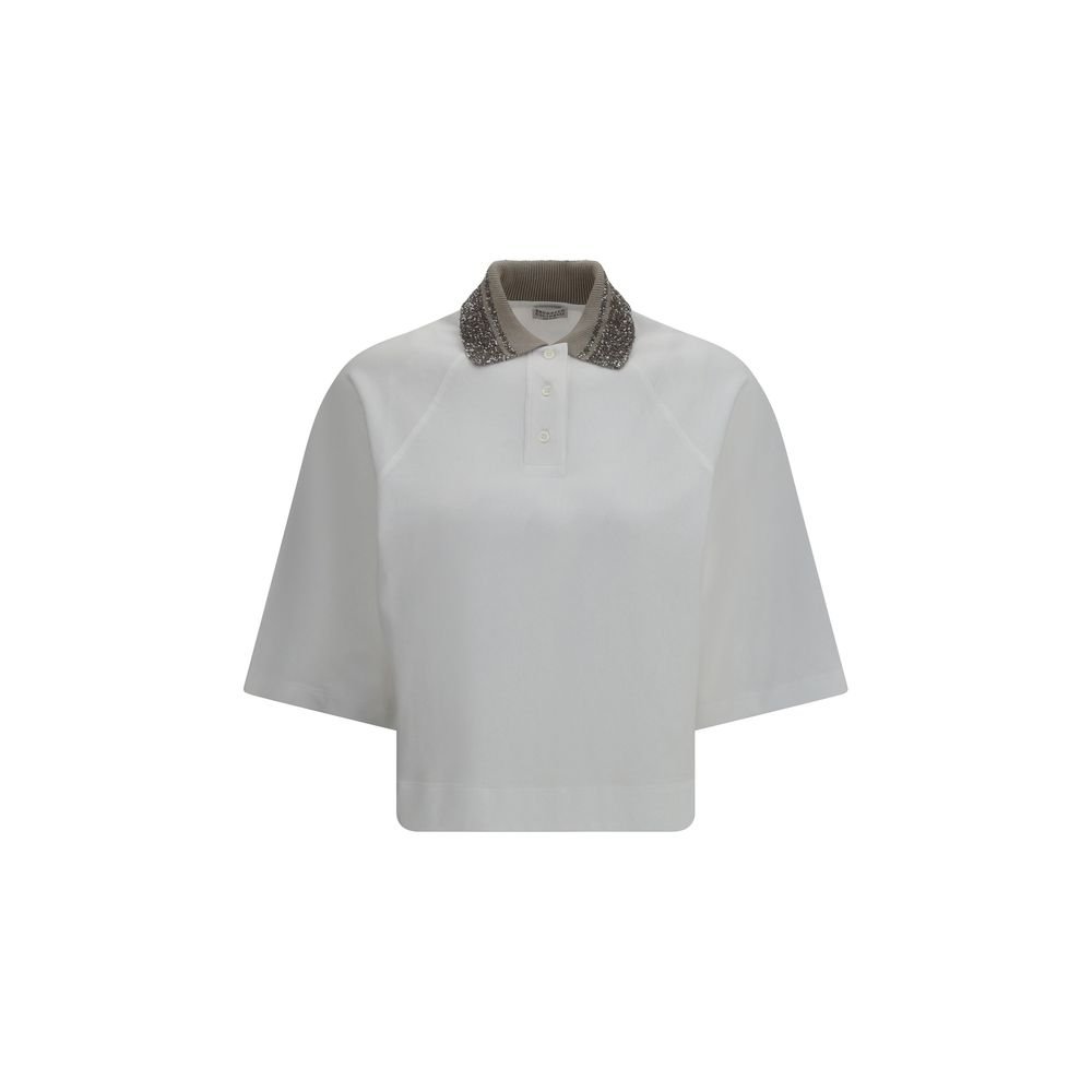 10497751.jpeg Brunello Cucinelli White Cotton Polo Shirt - Image 1