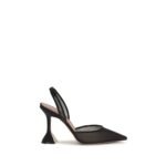 Amina Muaddi Black Fabric High Heel Pumps