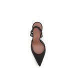 Amina Muaddi Black Fabric High Heel Pumps - Image 4
