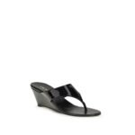 Prada Black Calf Leather Bos Taurus Wedge Sandals - Image 2