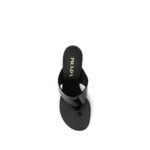 Prada Black Calf Leather Bos Taurus Wedge Sandals - Image 4