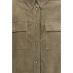 Brunello Cucinelli Bicolor Calf Leather Bos Taurus Dress Shirt - Image 3