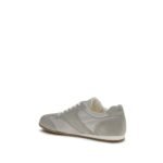 Prada Gray Calf Leather Bos Taurus Low Top Sneakers - Image 3