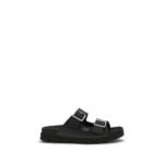 Prada Black Calf Leather Bos Taurus Flat Sandals