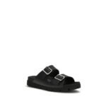 Prada Black Calf Leather Bos Taurus Flat Sandals - Image 2