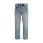 Saint Laurent Blue Cotton Straight-Leg Jeans