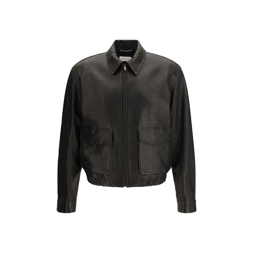 10499701.jpeg Saint Laurent Black Leather Jacket - Image 1