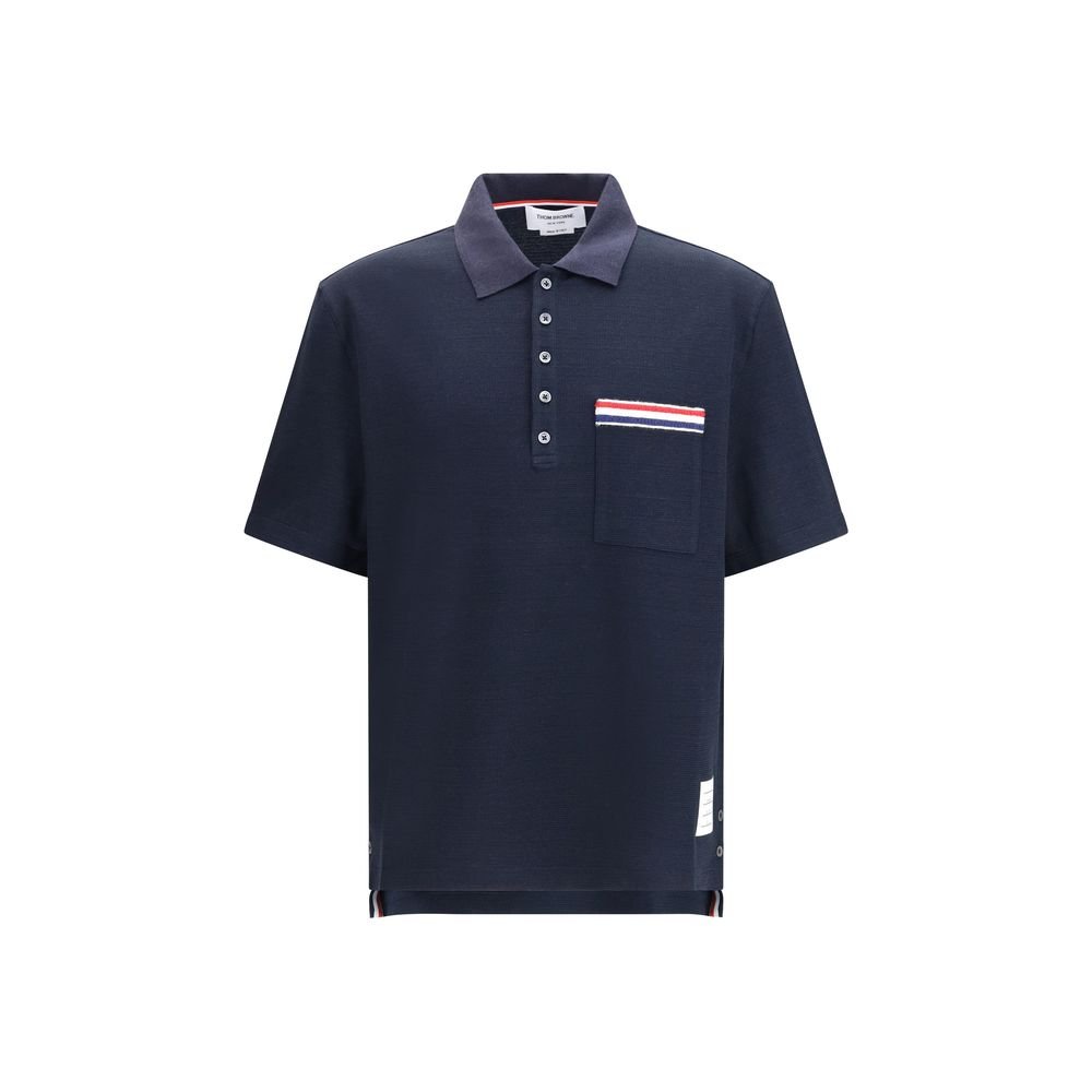 10502531.jpeg Thom Browne Blue Cotton Polo Shirt - Image 1
