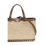 Valentino Garavani Beige Raffia Shoulder Bag - Image 4