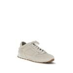 Brunello Cucinelli Beige Calf Leather Bos Taurus Low Top Sneakers - Image 2