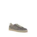 Brunello Cucinelli Gray Calf Leather Bos Taurus Low Top Sneakers - Image 2