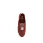 Brunello Cucinelli Bordeaux Calf Leather Bos Taurus Low Top Sneakers - Image 4