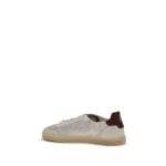 Brunello Cucinelli Beige Calf Leather Bos Taurus Low Top Sneakers - Image 3
