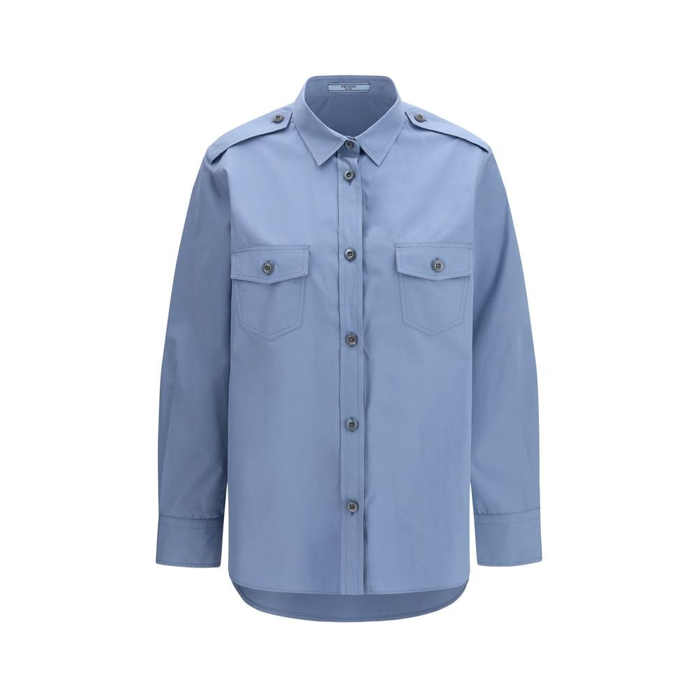 10506570.jpeg Prada Blue Cotton Dress Shirt - Image 1