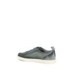 Santoni Gray Calf Leather Bos Taurus Low Top Sneakers - Image 3